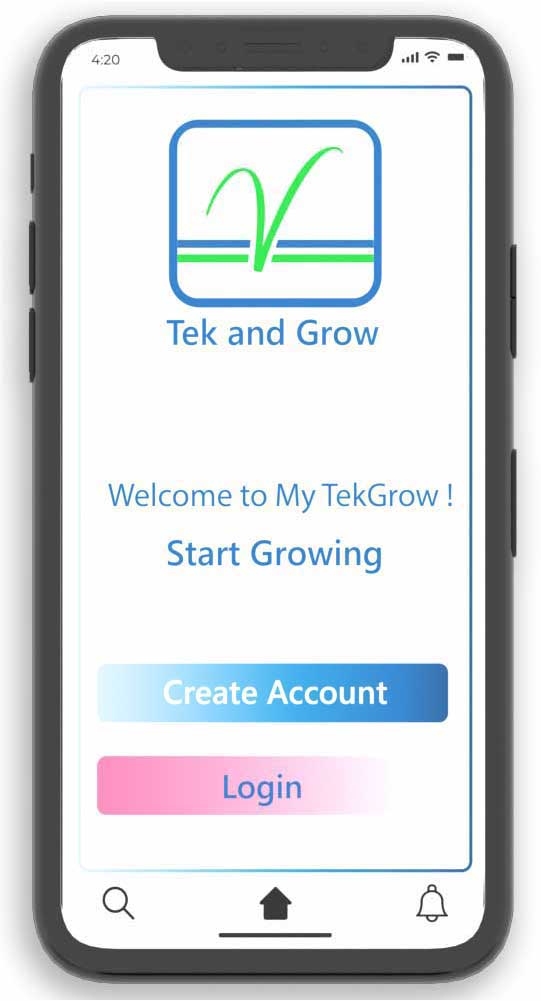 My TekGrow app main screen